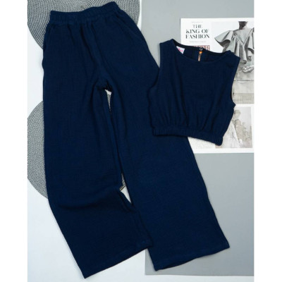 Комплект для дівчат (широкі штани з кишенями + топ)